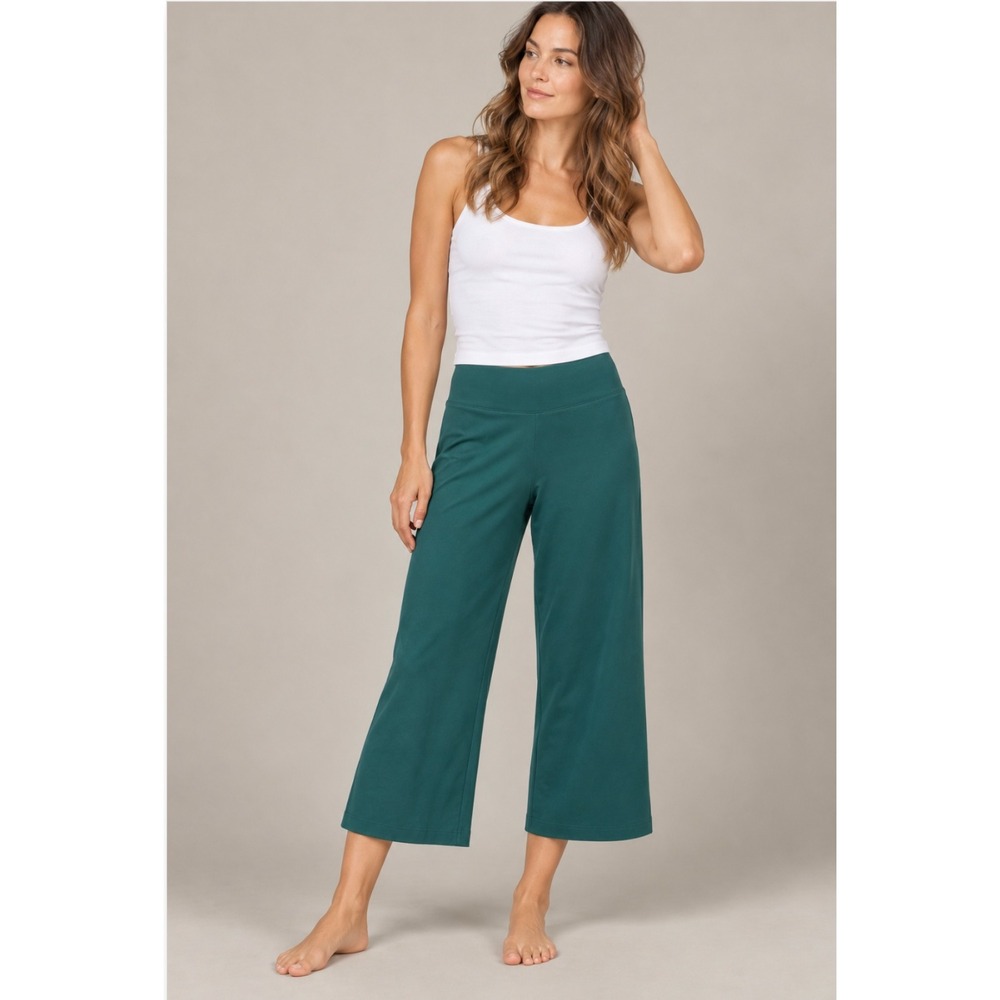 Lands' End Starfish High rise Crop Pants 1X Green Activewear Athleisure Sporty
